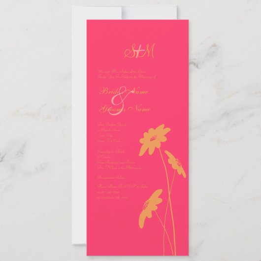 Oranje en roze wilde bloemen Weddenschap Kaart (Voorkant)