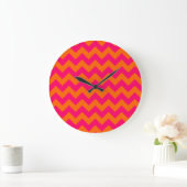 Oranje en roze zigzag grote klok (Huis)
