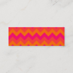 Oranje en roze zigzag mini visitekaartje