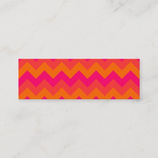 Oranje en roze zigzag mini visitekaartje (Voorkant)