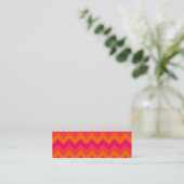 Oranje en roze zigzag mini visitekaartje (Staand voorkant)