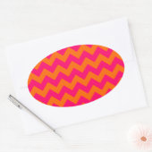Oranje en roze zigzag ovale sticker (Envelop)