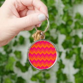 Oranje en roze zigzag sleutelhanger (Hand)