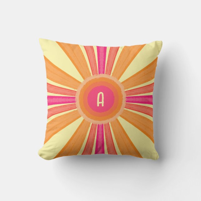 Oranje en Roze Zonneschijn Kussen (Voorkant)