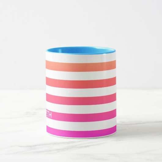 Oranje en roze zonneverloopstrepen mok (Midden)