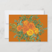 Oranje en Rust Herfst Peony Roos Uitnodigingsantwo Kaart (Achterkant)