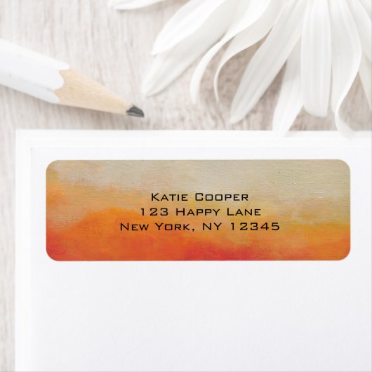 Oranje en Sandy Beige Abstract Landschap Schildere Etiket (Insitu)