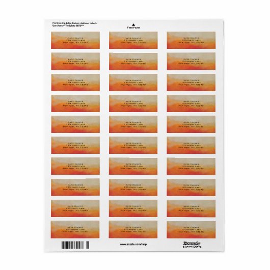 Oranje en Sandy Beige Abstract Landschap Schildere Etiket (Full Sheet)