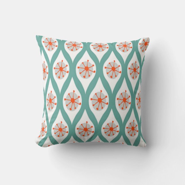 Oranje en Teal Abstract Kussen (Voorkant)