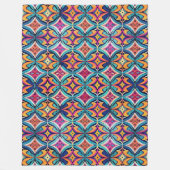 Oranje en Teal Abstracte Cirkels Bohemen Fleece Deken (Voorkant)