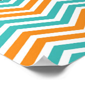 Oranje en Teal Maritieme Zeilboot Babykamer Poster (Hoek)