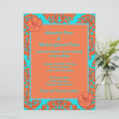 Oranje en Turquoise Damask Kaart (Staand voorkant)