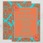 Oranje en Turquoise Damask Kaart (Voorkant / Achterkant)
