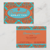 Oranje en Turquoise Damask Visitekaartje (Voorkant / Achterkant)