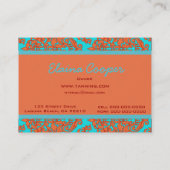 Oranje en Turquoise Damask Visitekaartje (Achterkant)