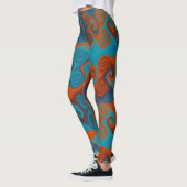 Oranje en Turquoise Draai abstract Leggings (Links)