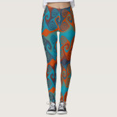 Oranje en Turquoise Draai abstract Leggings (Voorkant)