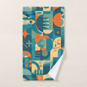 Oranje en Turquoise Geometrisch Abstract Bad Handdoek (Handdoek)
