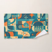 Oranje en Turquoise Geometrisch Abstract Bad Handdoek (Handdoek)