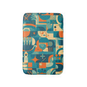 Oranje en Turquoise Geometrisch Abstract Badmat (Voorkant Verticaal)