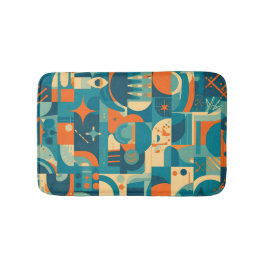Oranje en Turquoise Geometrisch Abstract Badmat