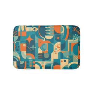 Oranje en Turquoise Geometrisch Abstract Badmat