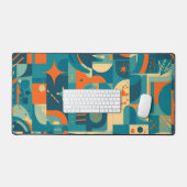 Oranje en Turquoise Geometrisch Abstract Bureaumat (Keyboard & Muis)
