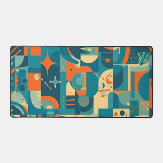 Oranje en Turquoise Geometrisch Abstract Bureaumat (Voorkant)
