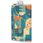Oranje en Turquoise Geometrisch Abstract Heupfles (Links)