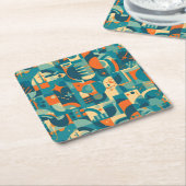 Oranje en Turquoise Geometrisch Abstract Kartonnen Onderzetters (Schuin)