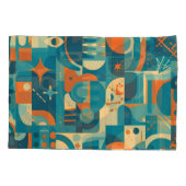 Oranje en Turquoise Geometrisch Abstract Kussensloop (Achterkant)