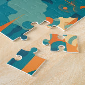 Oranje en Turquoise Geometrisch Abstract Legpuzzel (Zijkant)