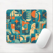 Oranje en Turquoise Geometrisch Abstract Muismat (Met muis)