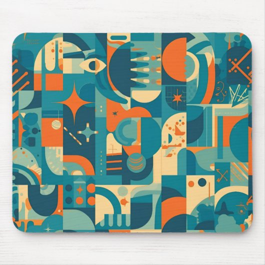 Oranje en Turquoise Geometrisch Abstract Muismat (Voorkant)