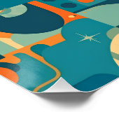 Oranje en Turquoise Geometrisch Abstract Perfect Poster (Hoek)