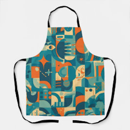 Oranje en Turquoise Geometrisch Abstract Schort