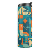 Oranje en Turquoise Geometrisch Abstract Thermosbeker (Gedraaid links)