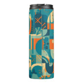Oranje en Turquoise Geometrisch Abstract Thermosbeker (Achterkant)