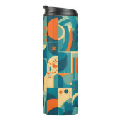 Oranje en Turquoise Geometrisch Abstract Thermosbeker (Geroteerd rechts)