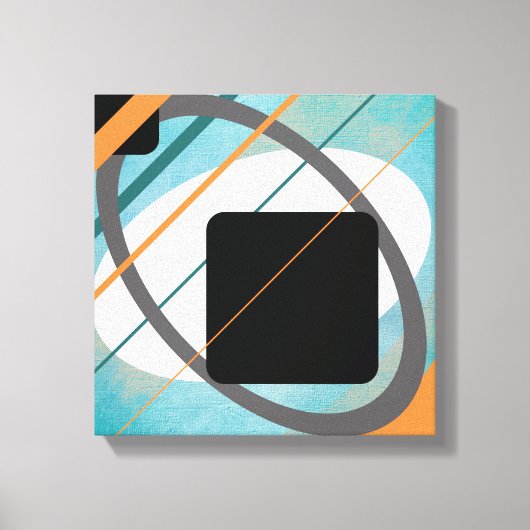 Oranje en turquoise geometrisch ontwerp omwikkeld canvas afdruk (Voorkant)