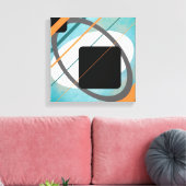 Oranje en turquoise geometrisch ontwerp omwikkeld canvas afdruk (Insitu (Woonkamer))
