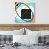 Oranje en turquoise geometrisch ontwerp omwikkeld canvas afdruk (Insitu (Slaapkamer))