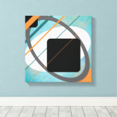 Oranje en turquoise geometrisch ontwerp omwikkeld canvas afdruk (Insitu (Houten vloer))