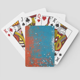 Oranje en turquoise Grunge Texture Pokerkaarten