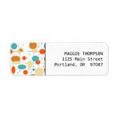 Oranje en turquoise kringen Mid Century Modern Etiket (Voorkant)