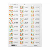 Oranje en turquoise kringen Mid Century Modern Etiket (Full Sheet)