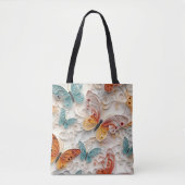 ORANJE EN TURQUOISE  KWART-BUTTERFLIES TOTE BAG (Voorkant)
