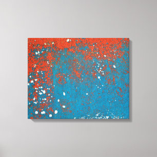 Oranje en Turquoise Paint Abstract Canvas Afdruk