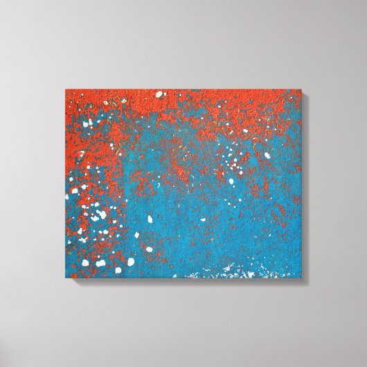 Oranje en Turquoise Paint Abstract Canvas Afdruk (Voorkant)