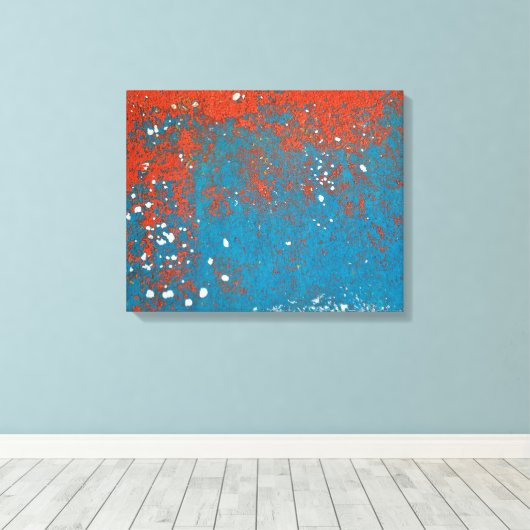 Oranje en Turquoise Paint Abstract Canvas Afdruk (Insitu (Houten vloer))